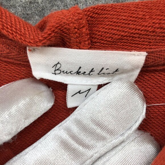 Bucket List Oversized Hoodie Womens M Snap Pullover Cotton Dolman Burnt Orange - Picture 5 of 11